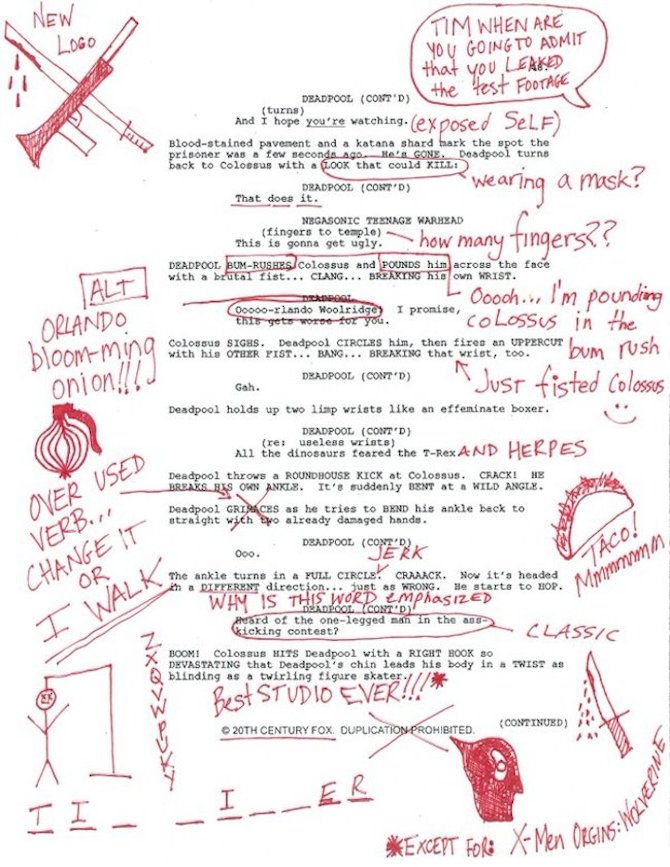 Annotated Deadpool Script