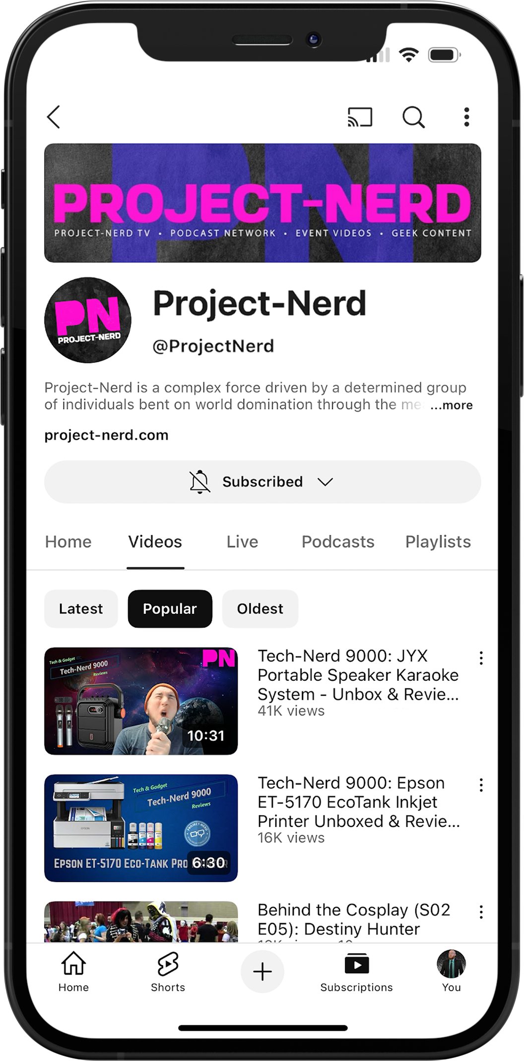 Project-Nerd YouTube Mobile